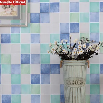 

Color mosaic checkered pattern waterproof self-adhesive pvc wallpaper kitchen oil-proof bathroom balcony Thicken wallpaper