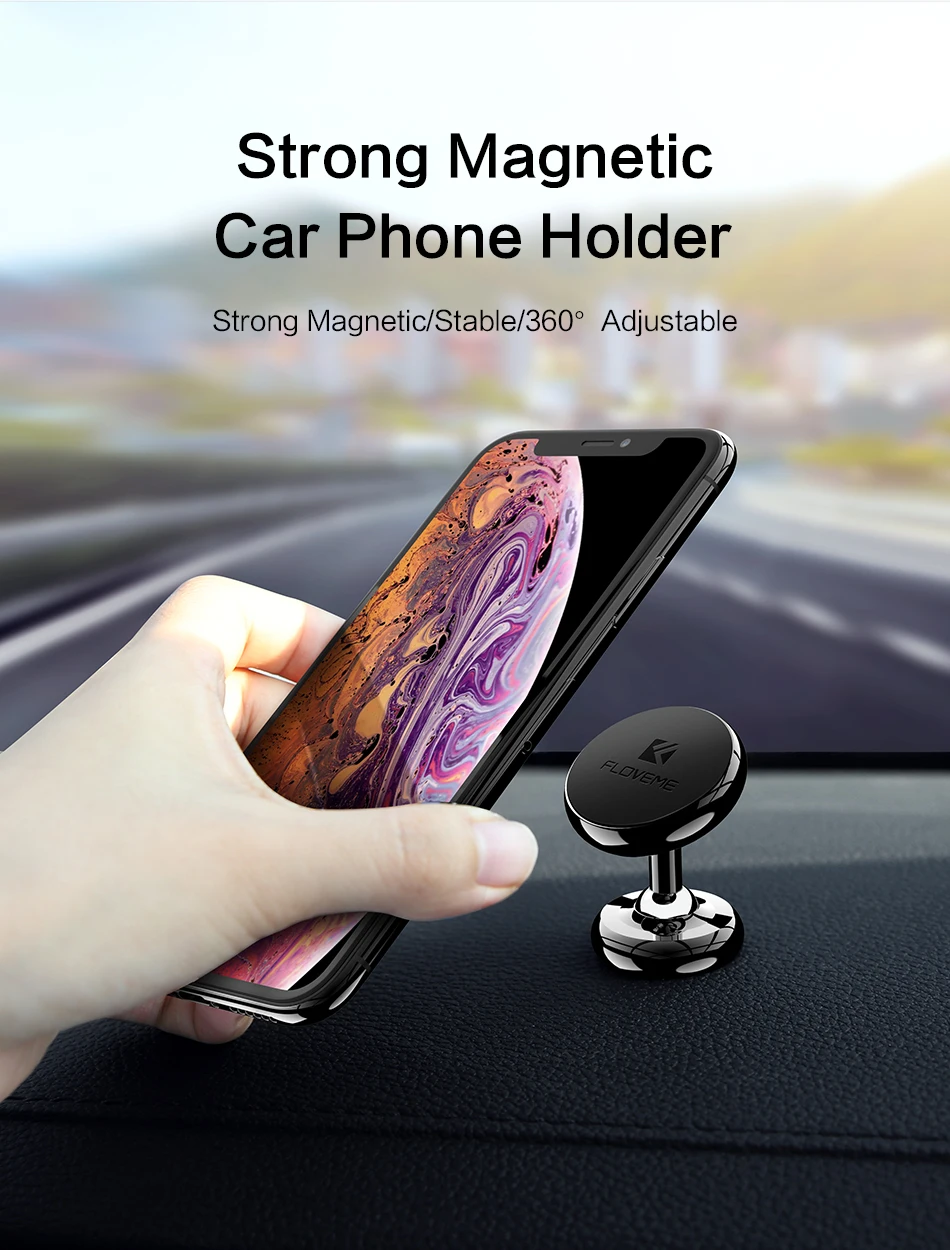 FLOVEME магнитный держатель для телефона двойной 360 вращающийся шар автомобильные держатели для iPhone X магнитная подставка