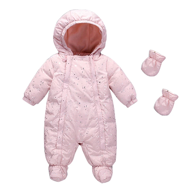 

Winter Warm Baby duck down Rompers Infant Boy Thick Jumpsuit Baby Wear Girl Snowsuit Kid Newborn Clothes Foot romper +gloves