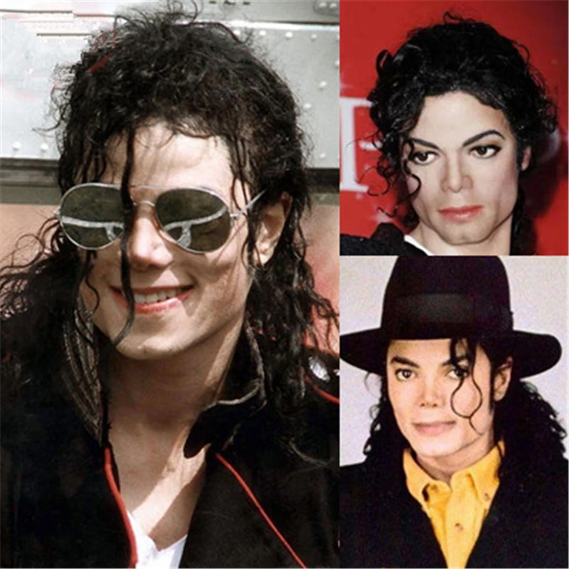 Классический супер-звезда Майкл Джексон Косплей костюмы парик король танцев мира Большой Волнистый черный конский хвост Кудри волосы Хэллоуин вечерние парики