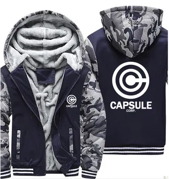 

Anime Dragon Ball Z Capsule Corp Print Hoodies Men Camouflage Sweatshirts Winter Warm Thicken Fleece Coat Jacket Hoody Male