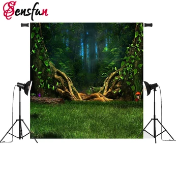 

Sensfun 3x5ft Photo background Forest Children Photography backdrops Tree Green Fairy Tale Photography vinyl photo backdrop