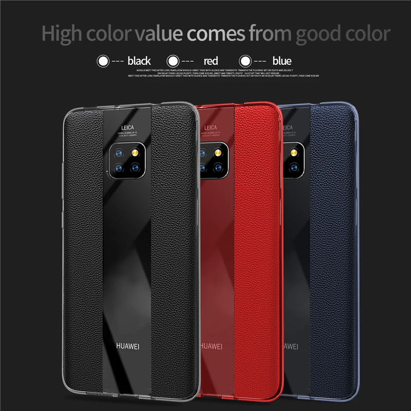 Luxury Hybrid Case For Huawei Mate 20 Pro Leather Soft Silicone Plexiglass Armor 20X Phone Back Cover |