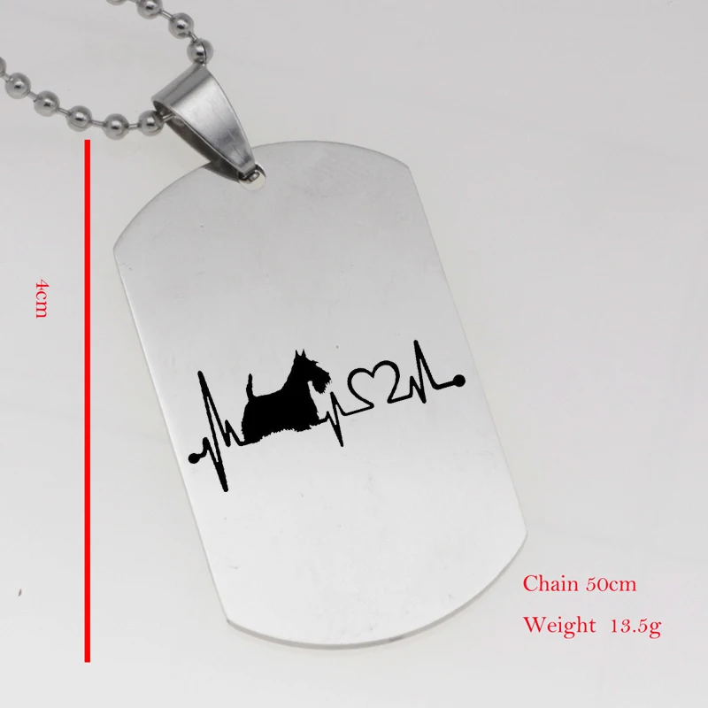 

PAW PRINT Stainless Steel Scottish Terrier Heartbeat Dog Pendant Necklace Creative Dog Jewelry Drop Shipping YLQ6190