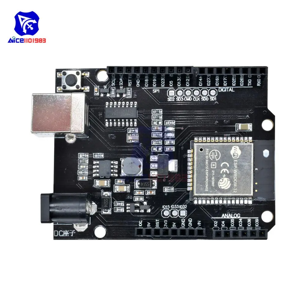 CH340 WeMos D1 R32 мини ESP32 wifi Bluetooth макетная плата для Arduino UNO R3 WeMos TTGO с адаптером type-B/Micro USB 5-12 В - Цвет: Type-B Board