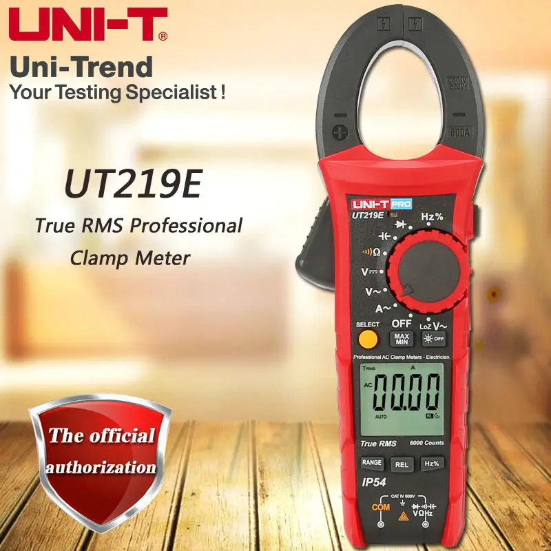 UNI-T UT219E AC/DC 600A True RMS зажим амперметр авто/ручной диапазон аналога/подсветка |