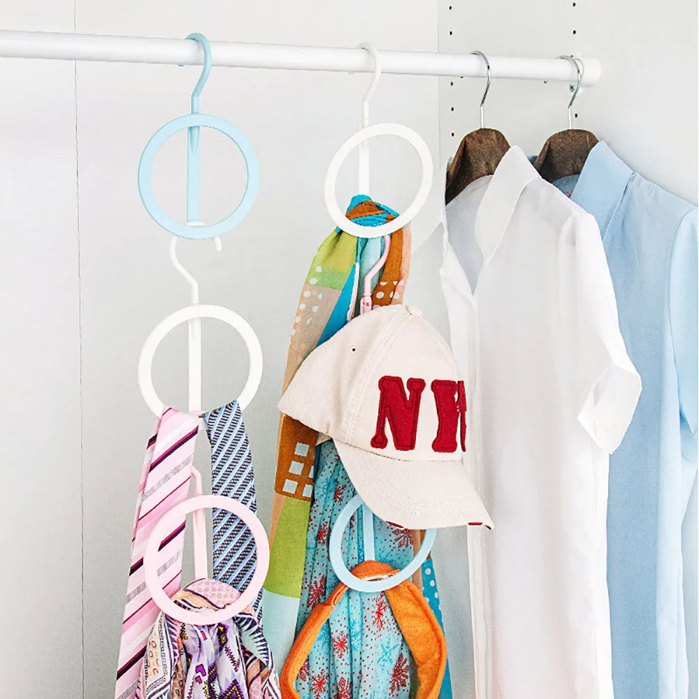 Круглые отверстия вешалка для шарфа многоцветные шарфы дисплей подвесные стяжки ремень организовать круг хранения держатель Вешалка для одежды 1 шт.# LR1