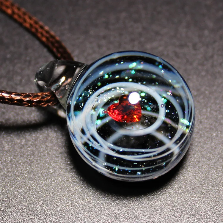 Ожерелье-чокер в виде сердца, Вселенная, стеклянная бусина, планеты, подвеска, ожерелье, галактика, веревка, цепь, солнечная система, дизайнерское ожерелье для женщин, подарок на день рождения - Окраска металла: 16