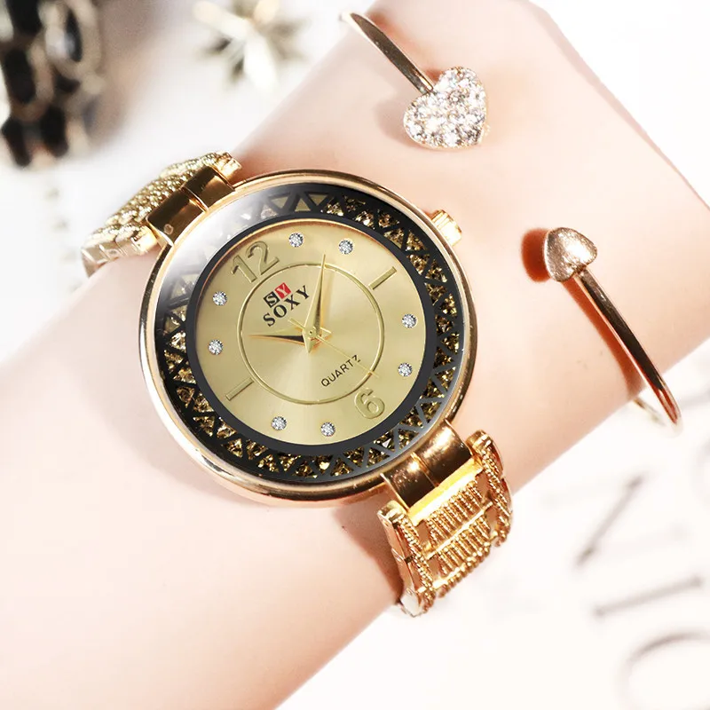 

New Fashion Women Watches Rhinestone Digital Dial Ladies Casual Dress Quartz Wristwatch Luxury Gold Alloy Strap Reloj Mujer@50