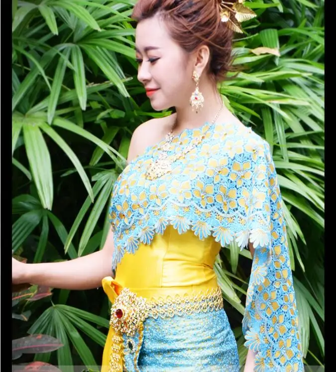 Высокое качество Традиционные фигурки Тайланда одежда синий Таиланд Форма администратора гостиницы RH33011