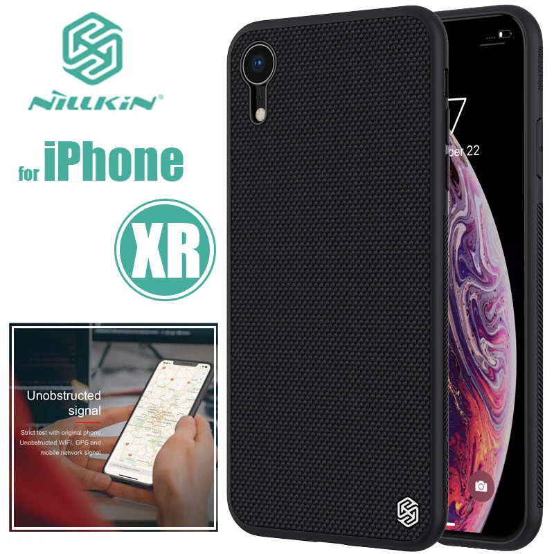 for iPhone XR Case Nillkin 3D Textured Nylon Fiber Back Cover for iPhoneXR Soft Edge Phone Case for iPhone XR Nilkin Hard Coque pitaka case