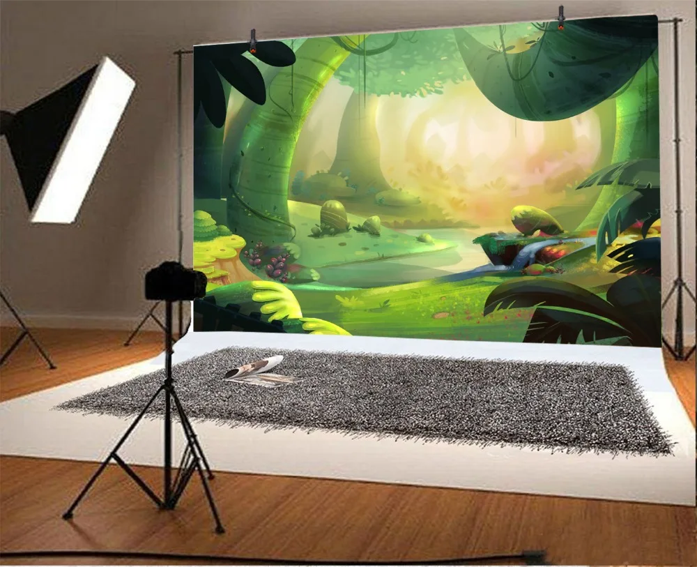 Laeacco Cartoon Dreamy Jungle Trees Baby Children Party Photography Background Customized Photographic Backdrop For Photo Studio