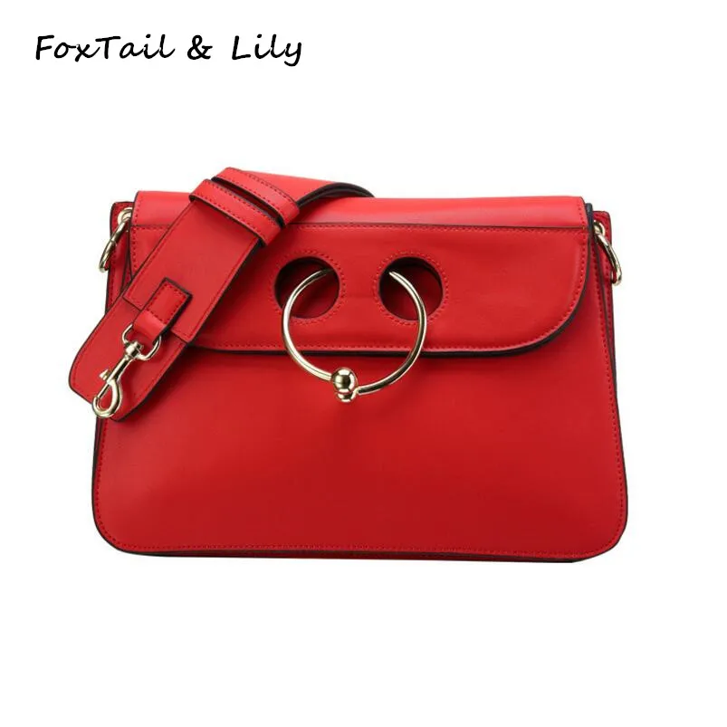 

FoxTail & Lily Unique Cattle Nose Rings Design Genuine Leather Women Shoulder Messenger Bags Fashion Clutch Bags High Quality