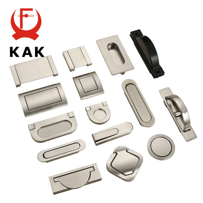Furniture Handles KAK Tatami Hidden Door Handles Zinc Alloy Recessed Flush Pull Cover Floor Cabinet Silver Black Hardware