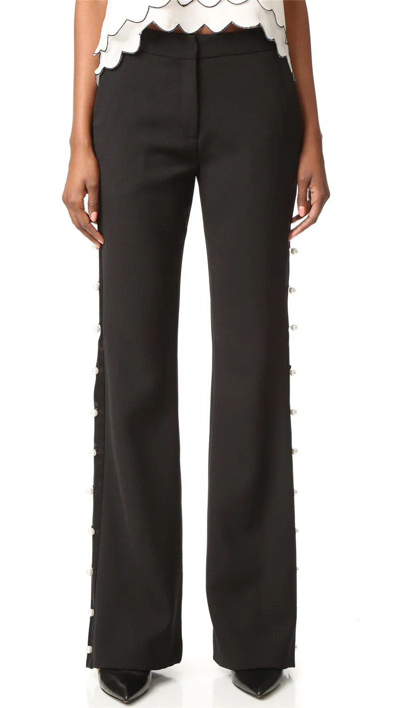 AEL летние женские черные длинные брюки Модная элегантная женская одежда Высокое качество расклешенные брюки