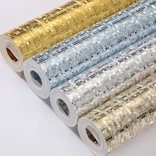 Золотые серебряные фольгированные мозаичные блестящие обои для отеля к ТВ бар потолок ТВ фон стены домашний Декор Гостиная Papel де Parede 3D