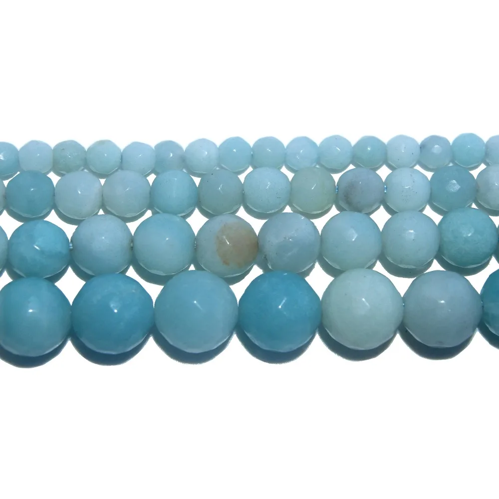 

Wholesale Faceted Natural Stone Amazonite Loose Beads 4 6 8 10 MM Pick Size For Jewelry Making Charm DIY Bracelet Necklace