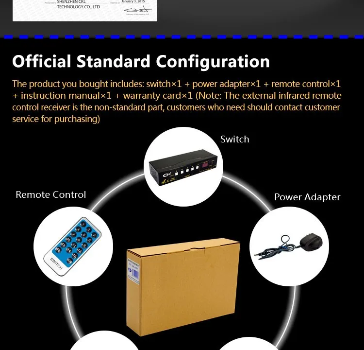 Ckl Авто HDMI коммутатор 4 Порты и разъёмы в 1 с ИК-пульт дистанционного RS232 Управление Поддержка 3D 1080 P EDID авто обнаружение ckl-41h