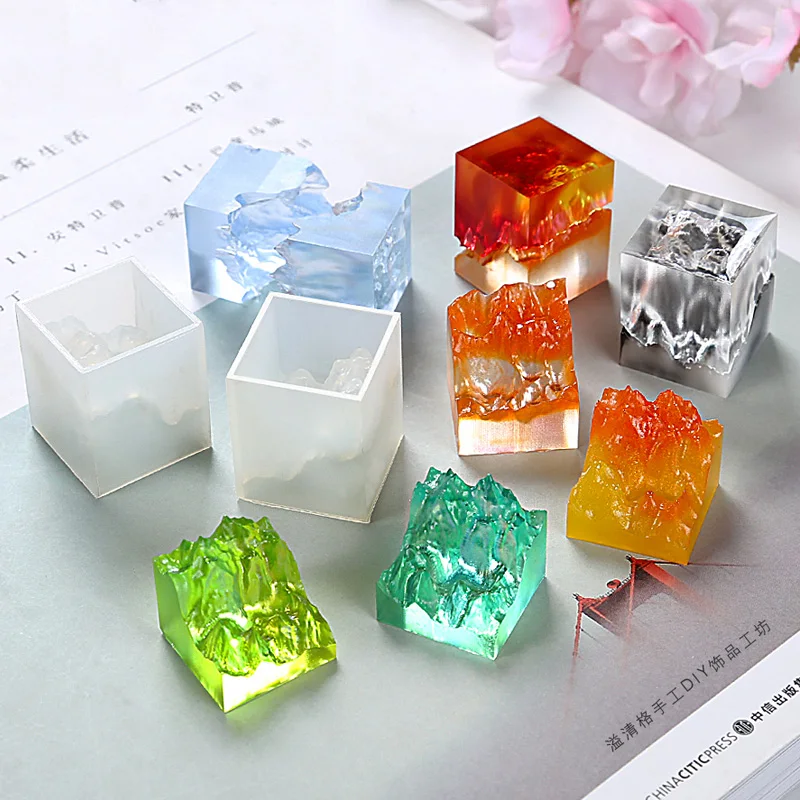 

2pcs Splicing Mountain Peak Silicone Epoxy Resin Molds Both Sides Available Micro Landscape Handcrafts Jewelry Charms Mold Gift