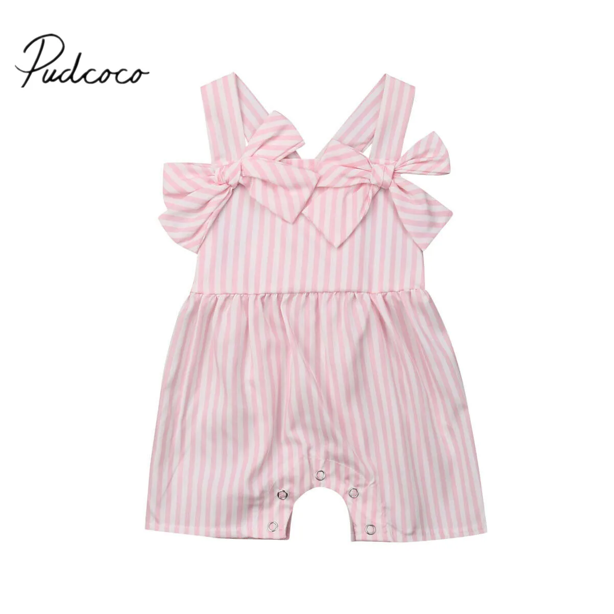 

2019 Children Summer Clothing Toddler Baby Girl Jumpsuit Sleeveless Romper Striped Bowknot Trousers Backless Sunsuit Outfit 0-3Y