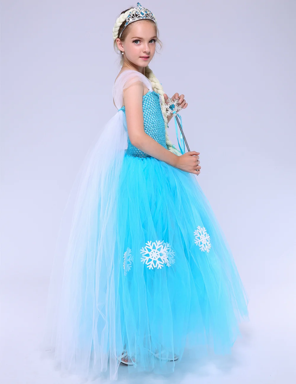 Платье-пачка «Королева Эльза», Тюлевое платье снежной хлопковой расцветки, платье принцессы для девочек, голубое платье для дня рождения, Детский Рождественский костюм на Хэллоуин