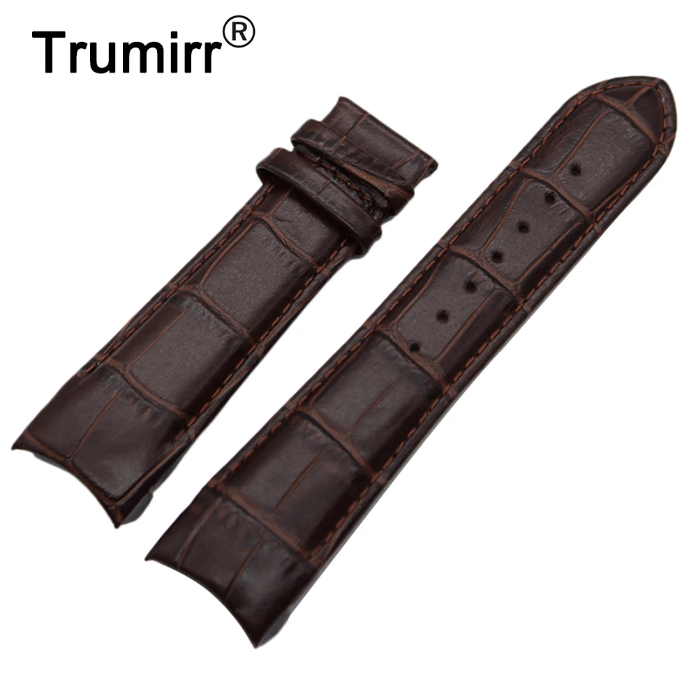Prix Extrémité incurvée En Cuir Véritable Bracelet 22mm 23mm 24mm pour Tissot Couturier T035 Montre Bande En Acier Boucle Sangle poignet Bracelet Marron