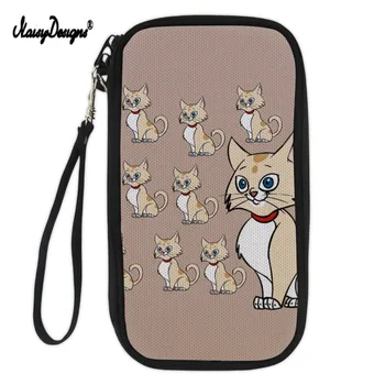 

Noisydesigns DIY Women Men Passport Bags Cute Cat Print Travel Necessity Card ID Holders Ladies Long Function Passport Card Bag