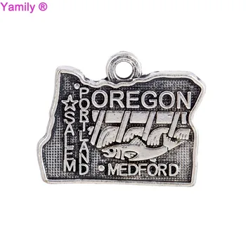 

10pcs-- 18x15mm Antique tibetan silver tone double side OREGON map charm pendant