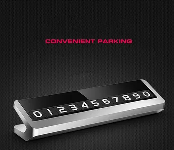 

Alloy Metal Car Parking Phone Number Plate Card With Luminous Display Universal Hidden Auto Mobile Temporary Stop Sign Interior