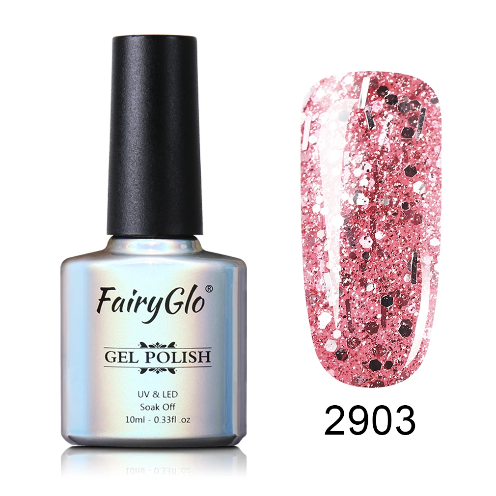 FairyGlo розовое золото УФ-гель для ногтей Блестящий Блеск замачиваемый 10 мл гель лак для ногтей телесный лак для ногтей Блестящий - Цвет: 2903