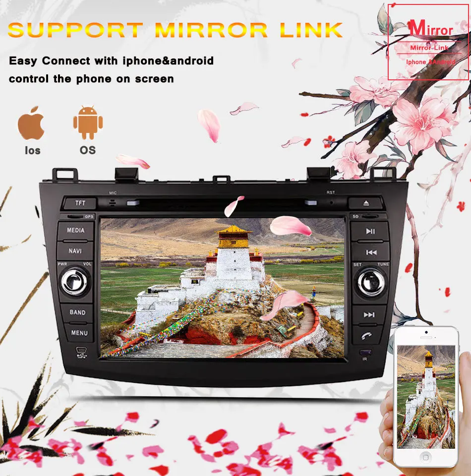 Top Android 9.0 4GB Ram Car autoradio dvd music pc tablet GPS headunit aux sd usb for Mazda 3 Axela 2009- mirror steer rds dab swc 7