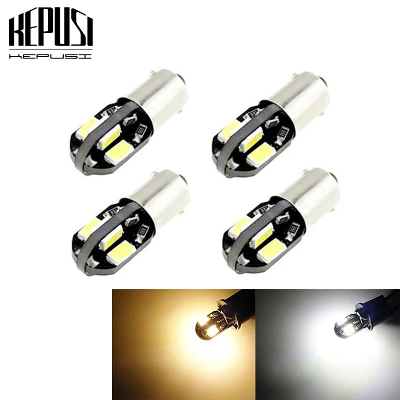 

4PCS BA9S Canbus Car LED Error Free T4W 8SMD 5730 LED Auto Reading Side marker Light License Plate Door lamp 12V White