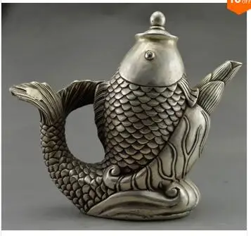 

HANDWORK UNIQUE SILVER COPPER ELEPHANT Old Tibet silver hand carved Chinese collection decoration big teapot