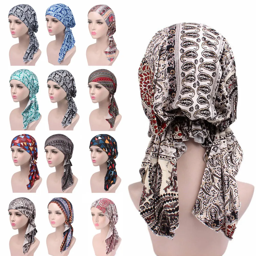 Для женщин Цветочный мусульманский головной убор Кепки шарф Рак шляпа для химио выпадения волос Роман