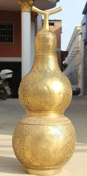 

USPS to USA S2213 40" Larger China Brass exorcise Eight Diagrams Feng Shui calabash cucurbit gourd