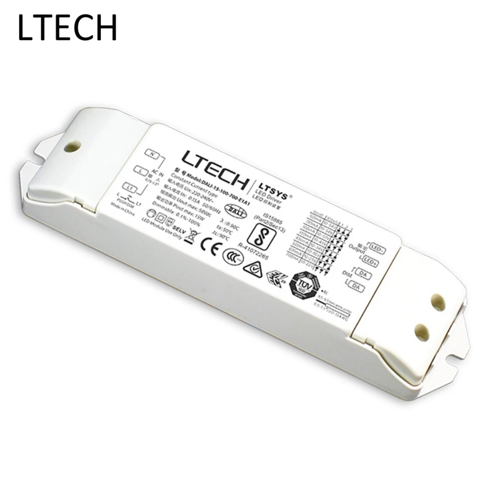 

LTECH 15W Constant Current Led Dimming Driver Power Adapter DALI-15-100-700-E1A1 AC220-240V Input 100-700mA Output For Led Light