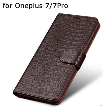 

For Oneplus 7/7 Pro Case Free Tempered Glass Screen Protector for Oneplus7 Genuine Leather Cover Magnetic Skin for Oneplus 7Pro