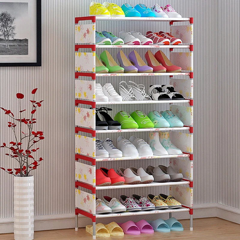 Simple 9 Tiers Nonwoven Shoe Rack Detachable Home Entryway Shoe Storage Cabinet Furniture Adjustable Shoe Organizer Space Saver