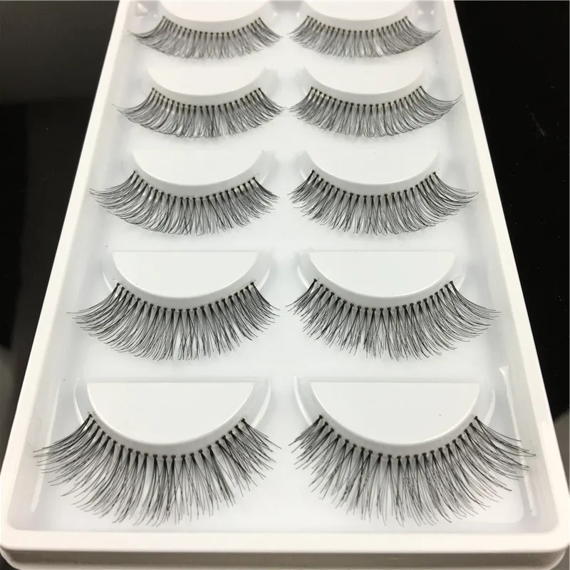 

YOKPN High Quality Fake Eyelashes 5 Pairs Natural Long Sparse False Eye Lashes Transparent Stems Fake Eyelashes Makeup Lashes