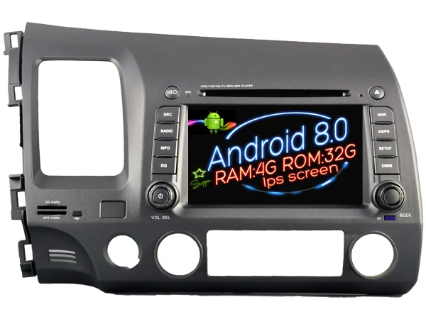 Excellent Ips screen Android 8.0 Car Dvd Navi Player FOR HONDA CIVIC 2006 2007 2008 2009 2010 2011 gps suto stereo audio multimedia 0
