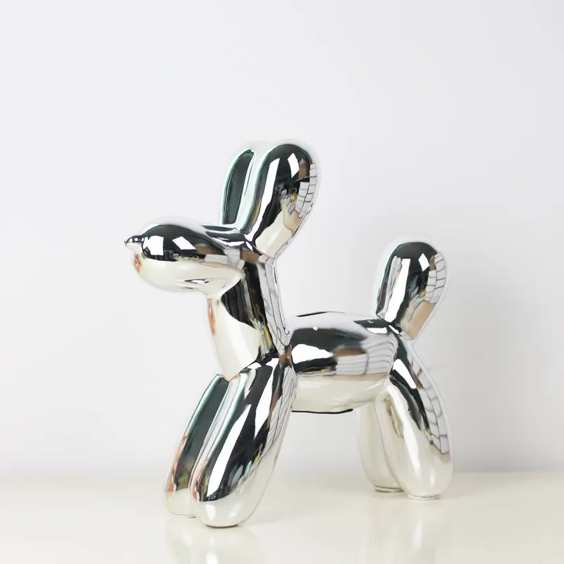 Скандинавские керамические фигурки в виде воздушных шаров и собак, копилка, креативные миниатюрные украшения для собак, Декор для дома, гостиной, подарки для детей - Цвет: silver