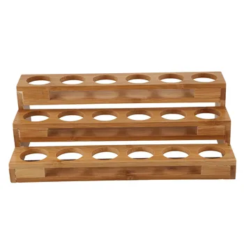 

Bamboo 18 Holes Essential Oil Display Wooden Stand Rack Perfume Nail Polish Storage Tray Aromatherapy Organizer