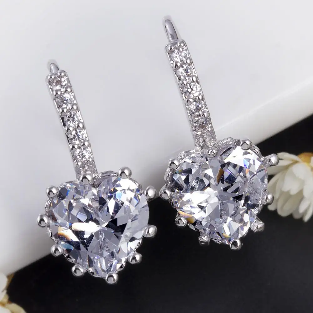 Женские серьги гвоздики с кристаллами в форме сердца|earrings sterling|earring organizersearring sticker