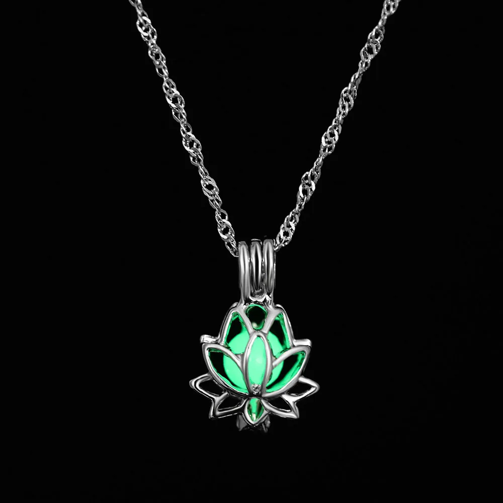 FAMSHIN, новинка, Горячая луна, светящееся ожерелье, ювелирное изделие с драгоценным камнем, посеребренное, женское полое светящееся каменное ожерелье на Хэллоуин, подарки - Окраска металла: N880-1