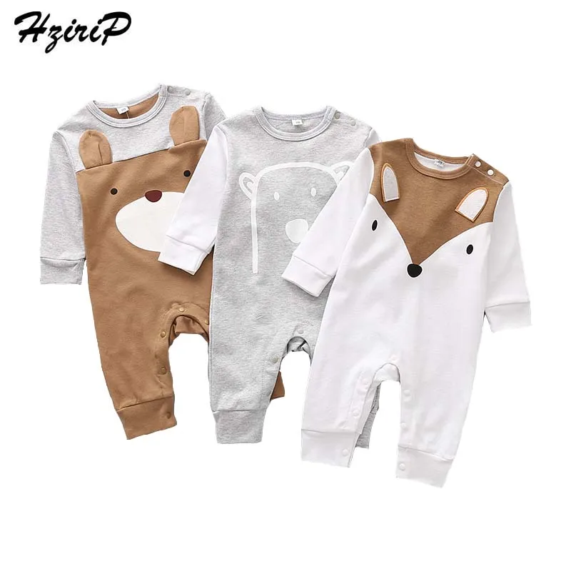 

HziriP Toddler Baby Rompers New 2018 Autumn Casual Cartoon Fox Bear Long-sleeved Cotton Jumpsuit Newborn Girls Boys Clothing