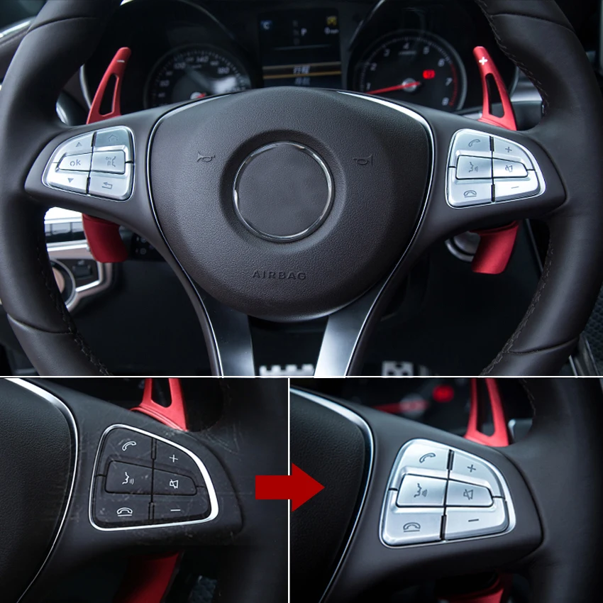 

Steering Wheel Sticker Trim Cover for Mercedes Benz A B C GLC GLA CLA CLS V Class Vito W176 W246 W205 X253 X156 W447 Car Styling