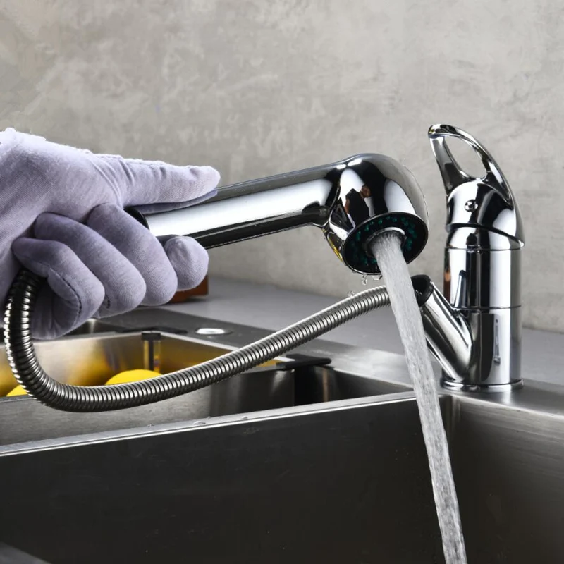 Pull out faucet Design for Washing Hair and Face Polished Chrome
