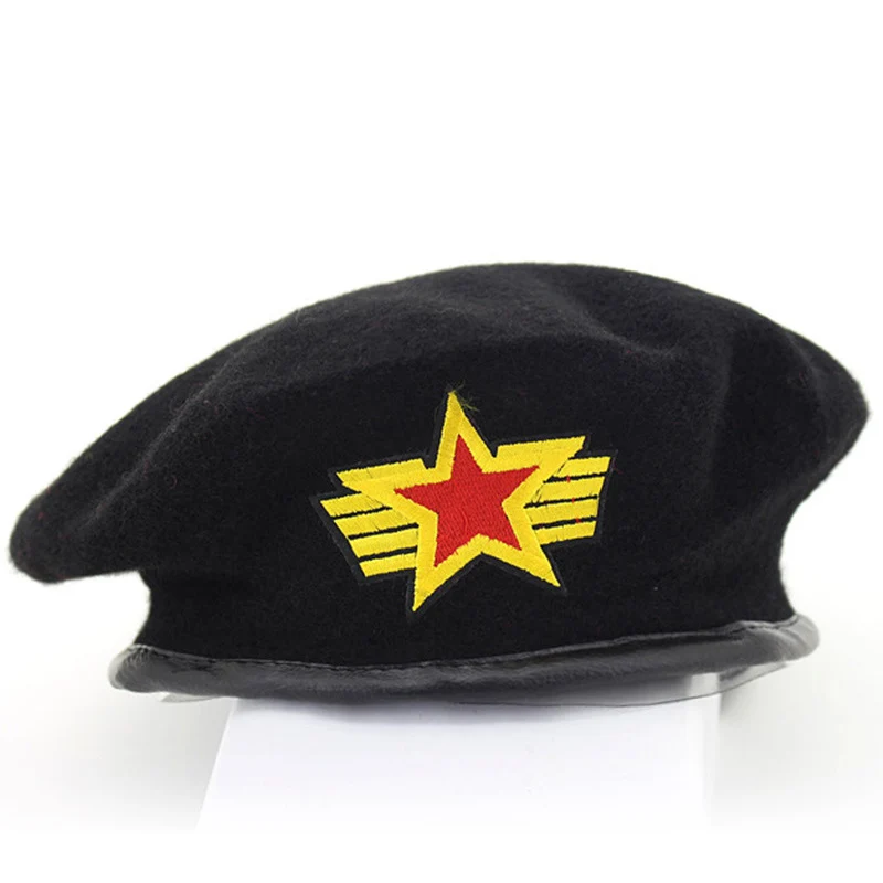 wool beret mens High Quality Wool Berets fashion Army cap Star Emblem Sailor Dance Performance Hat Trilby chapeau for men women unisex GH-400 mens fleece beret