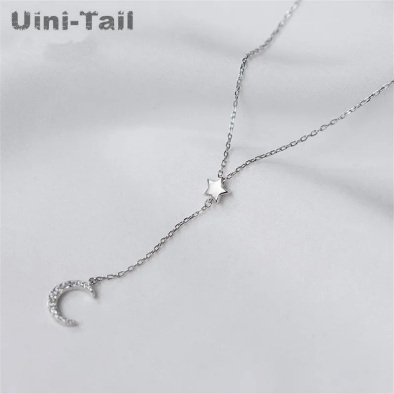 

Uini-Tail hot 925 sterling silver fashion stars moon tassel necklace Korean version of the wild new temperament jewelry GN250