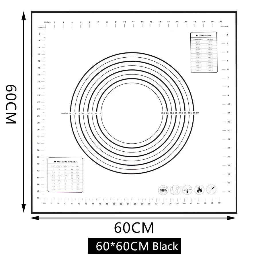 80*60 см/70*50 см/60*60 см/60*50 см Большой размер антипригарный силиконовый коврик для выпечки многоразовый коврик для выпечки инструмент для выпечки пищевой BPA бесплатно